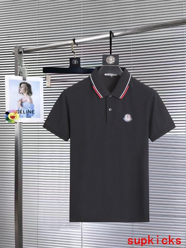 Side profile of Moncler luxury clothing with monogram-inspired silhouette