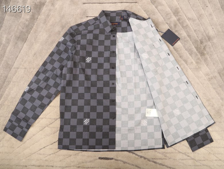 Side profile of Louis Vuitton luxury clothing with relaxed-fit cut