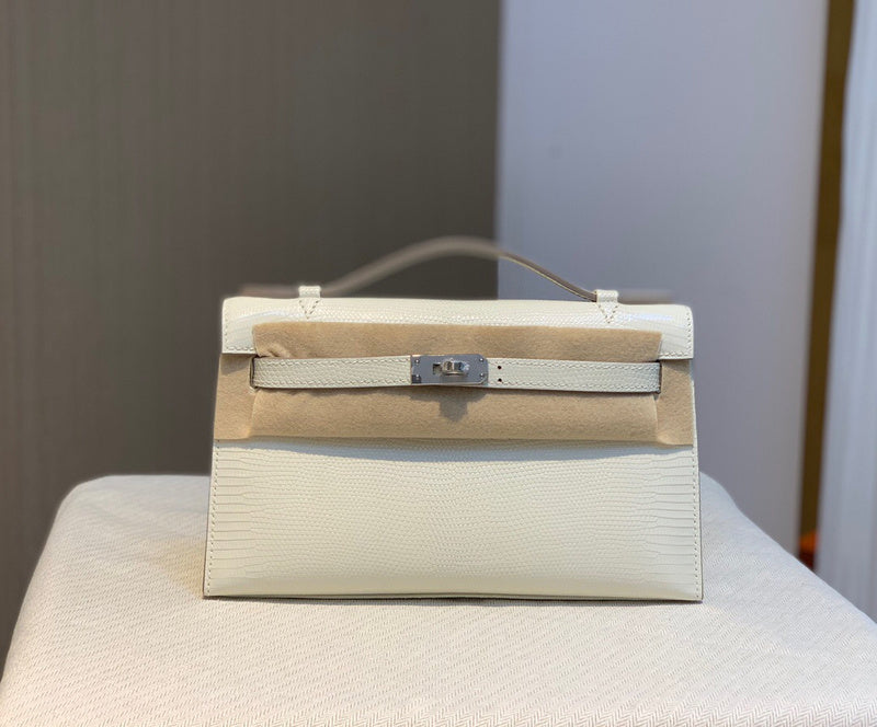 Side view of graceful structured handbag