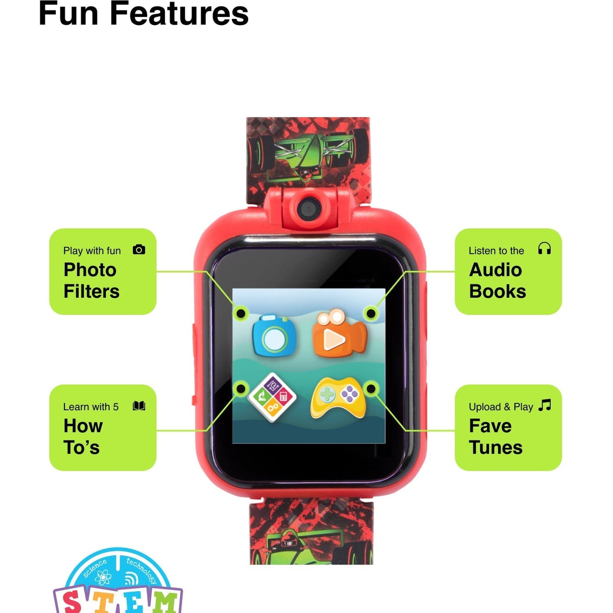 Close-up detail view of PlayZoom unisex red watch