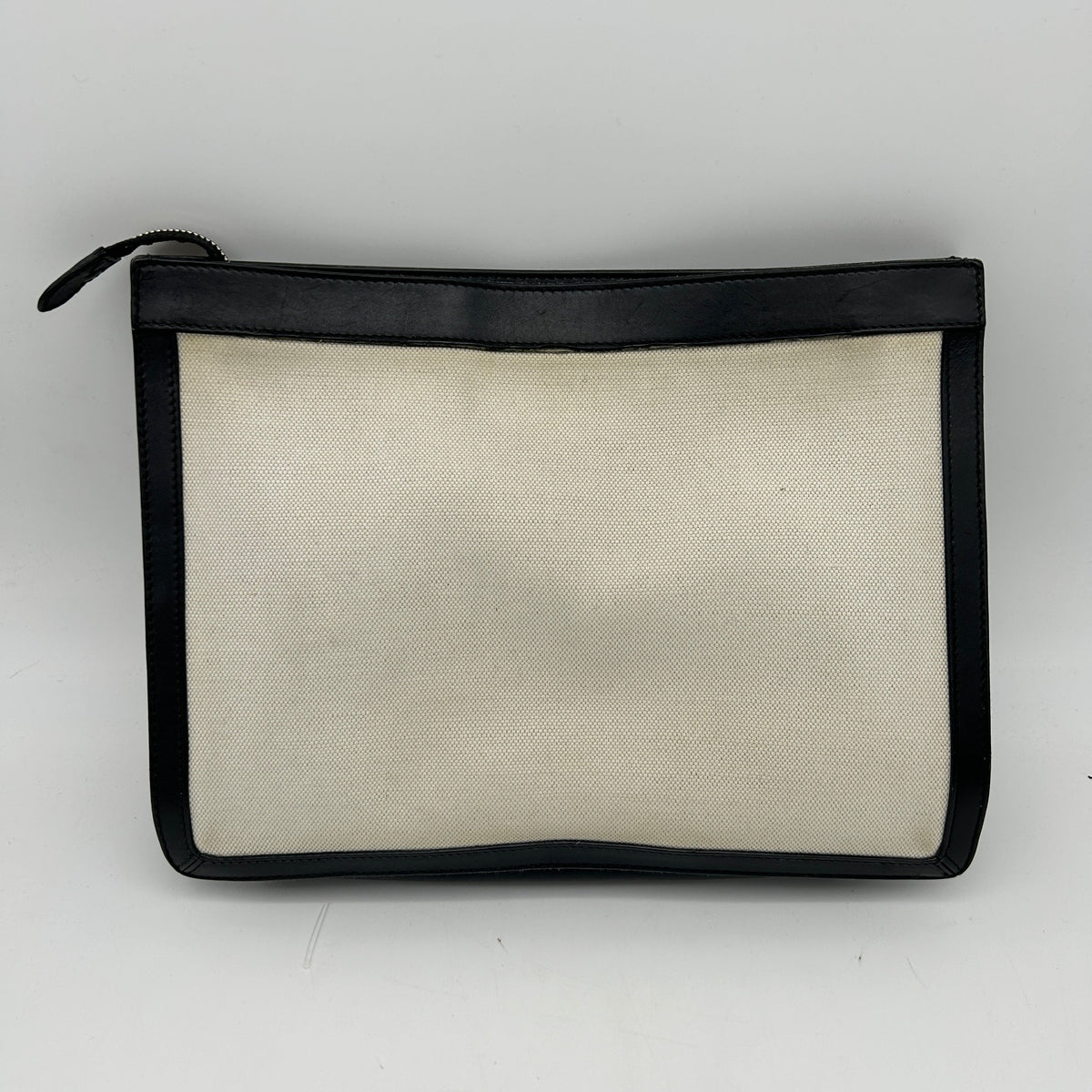 Balenciaga Navy Canvas Leather Large Zip Pouch | Designer Luxury Handbag
