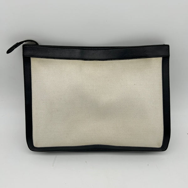 Balenciaga Navy Canvas Leather Large Zip Pouch | Designer Luxury Handbag