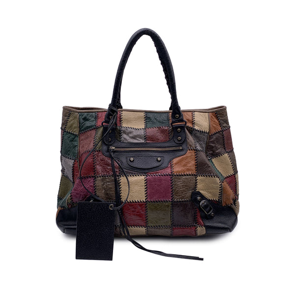 Balenciaga Multicolor Leather Patchwork Large Sunday Tote Bag — Premium Leather Tote
