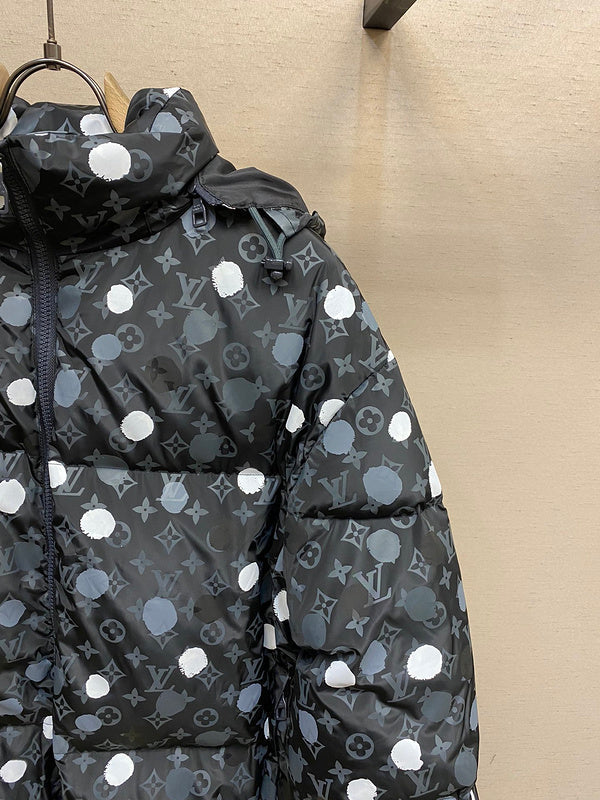 Close-up detail shot of Louis Vuitton luxury clothing with contemporary cut