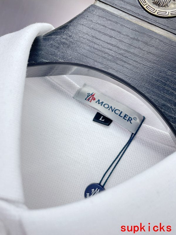 Side profile of Moncler luxury clothing with logo-detail design