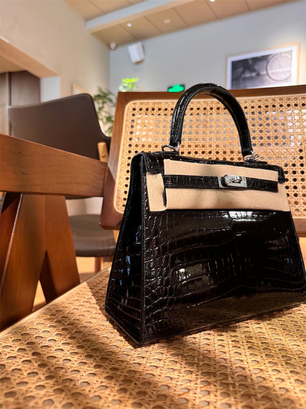 Close-up detail of poised bag design