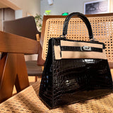 Close-up detail of poised bag design