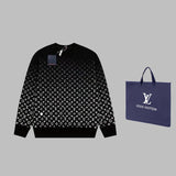 Front view of Louis Vuitton luxury clothing with signature branding