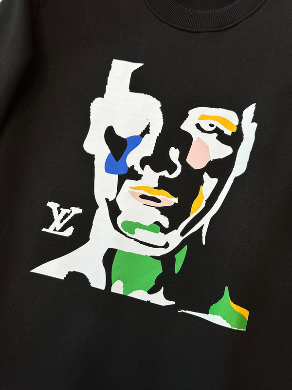 Back view of Louis Vuitton luxury clothing with signature branding
