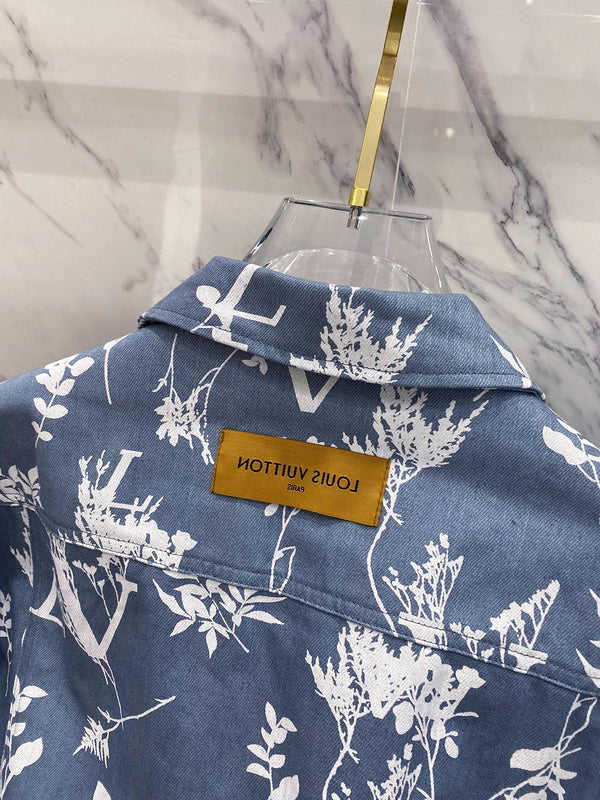 Side profile of Louis Vuitton luxury clothing with label-forward styling