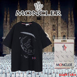 Back view of Moncler luxury clothing with monogram-inspired silhouette