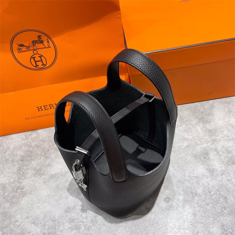 Side view of contemporary structured handbag