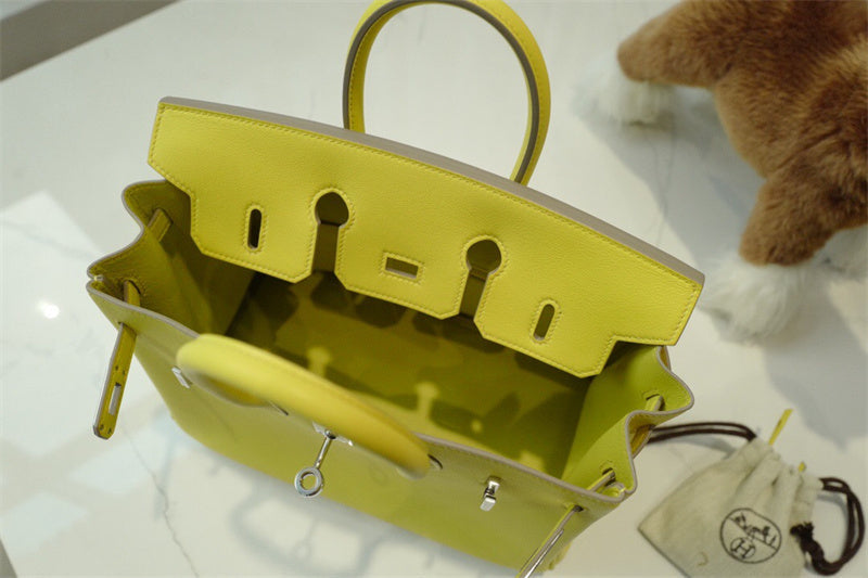 Side view of modern structured handbag