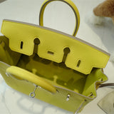 Side view of modern structured handbag