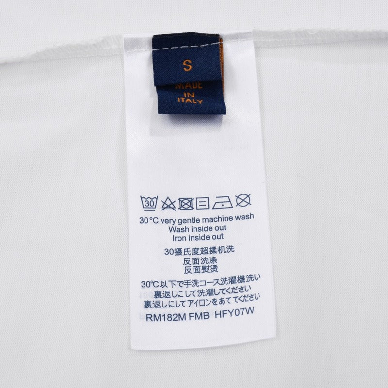 Close-up detail shot of Louis Vuitton cotton t-shirt with contemporary cut