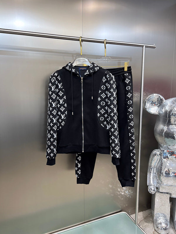 Close-up detail shot of Louis Vuitton luxury clothing with runway-inspired design