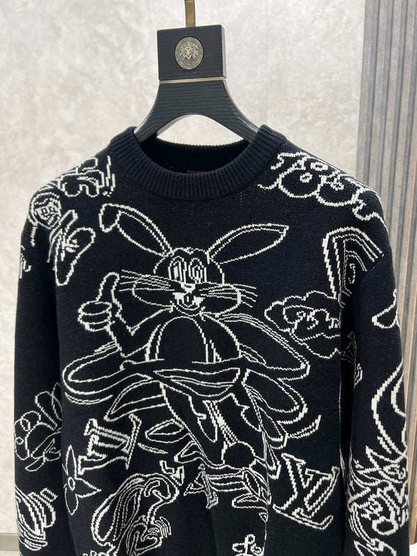 Front view of Louis Vuitton luxury clothing with label-forward styling
