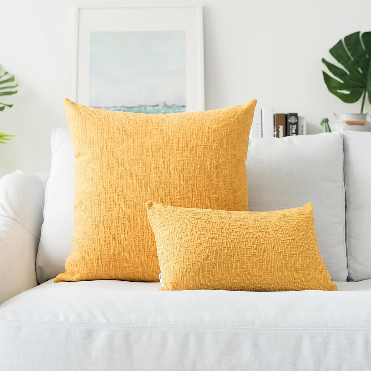 Throw Pillows, Couch Pillows Velvet Accent Pillows Cover Cushion Cover for Bed/Office, 24" X 24", 1 Pc,Primrose Yellow