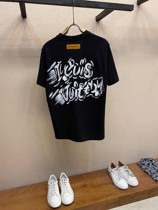 Side profile of Louis Vuitton cotton t-shirt with signature branding