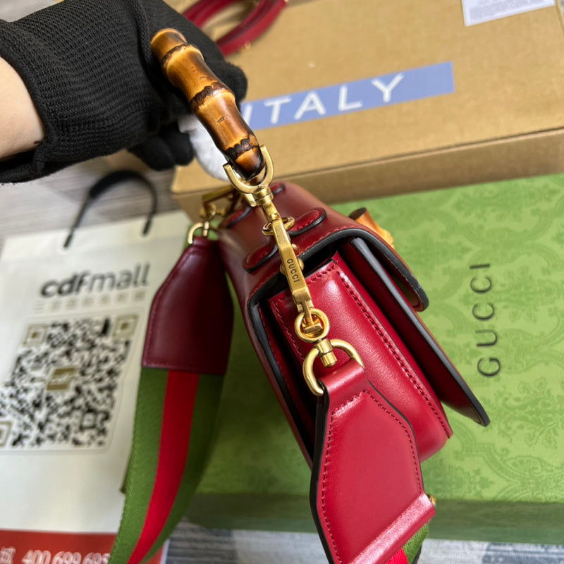 Side view of considered structured handbag