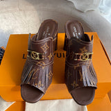 Close-up of Louis Vuitton shoes craftsmanship