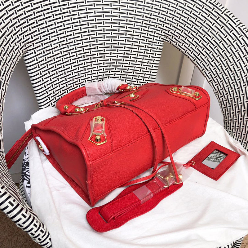 Back view of statement polished women's handbag – women's designer-style accessory