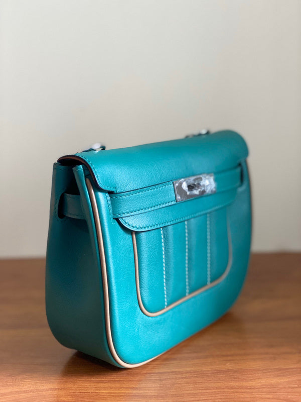 Side view of statement structured handbag