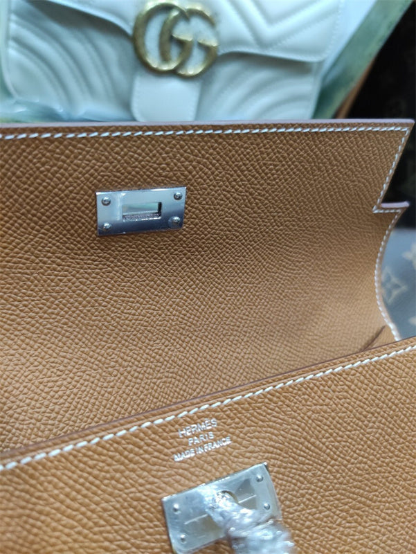 Side view of refined structured handbag