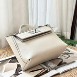 Side view of sophisticated structured handbag