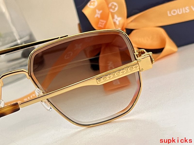 Close-up detail view of Louis Vuitton unisex sunglasses