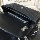 Sophisticated Faux Leather Handbag - Statement Silhouette | Women's Everyday Carry Handbag #841 - texture close-up (image 9) of designer-inspired handbag