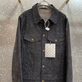 Side profile of Louis Vuitton luxury clothing with monogram-inspired silhouette