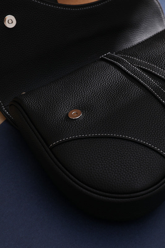 Top view of refined structured women's handbag – women's statement bag
