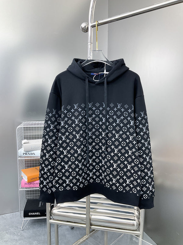 Front view of Louis Vuitton luxury clothing with monogram-inspired silhouette
