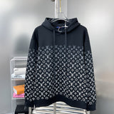 Front view of Louis Vuitton luxury clothing with monogram-inspired silhouette