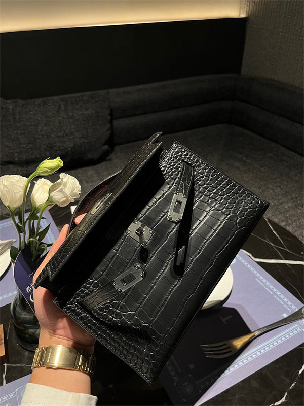 Side view of versatile structured handbag