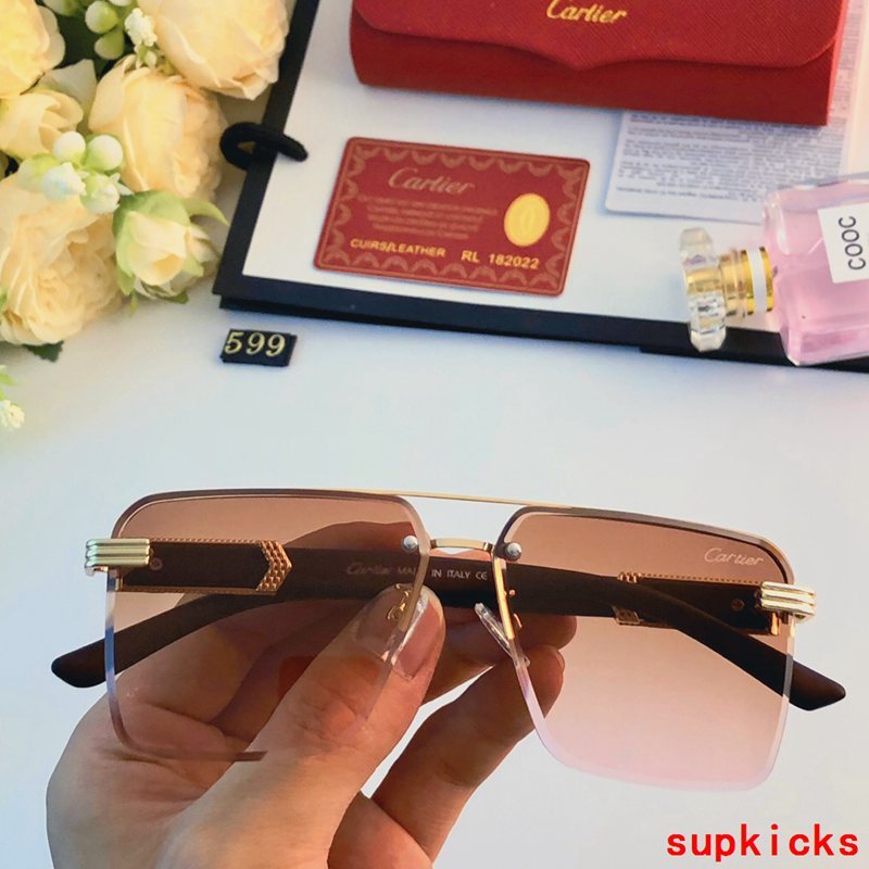 Close-up detail view of Cartier unisex sunglasses