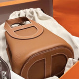Side view of poised structured handbag