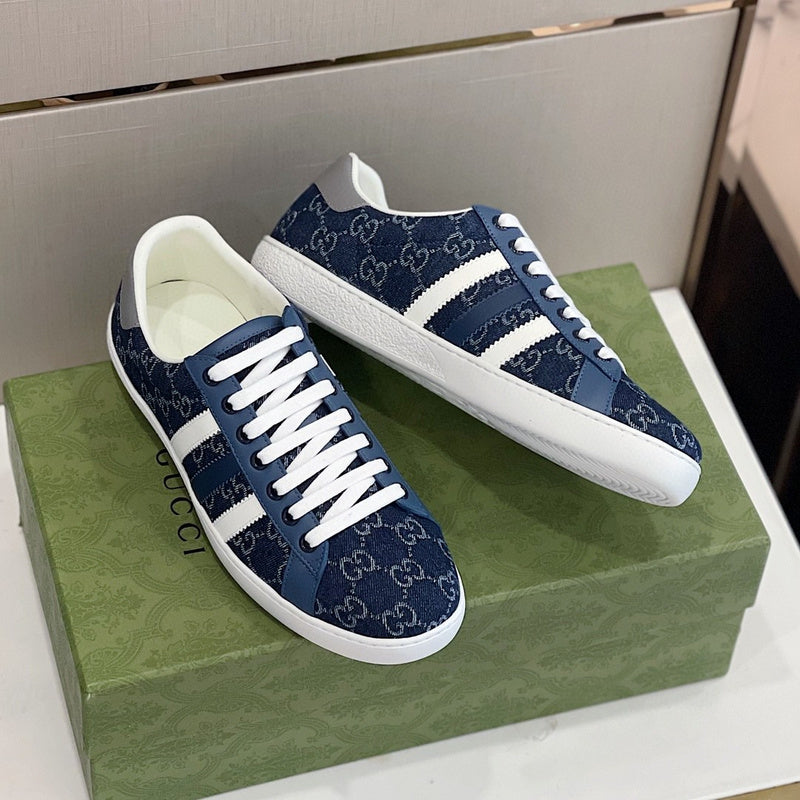 Gucci clean off-white luxury sneakers view 4 bold athletic profile
