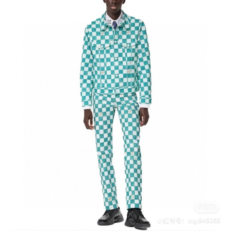 Close-up detail shot of Louis Vuitton luxury clothing with streetwear-inspired cut