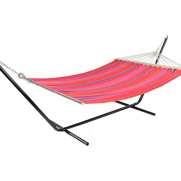 Northlight 75" Red and Pink Striped Poly Cotton Hammock