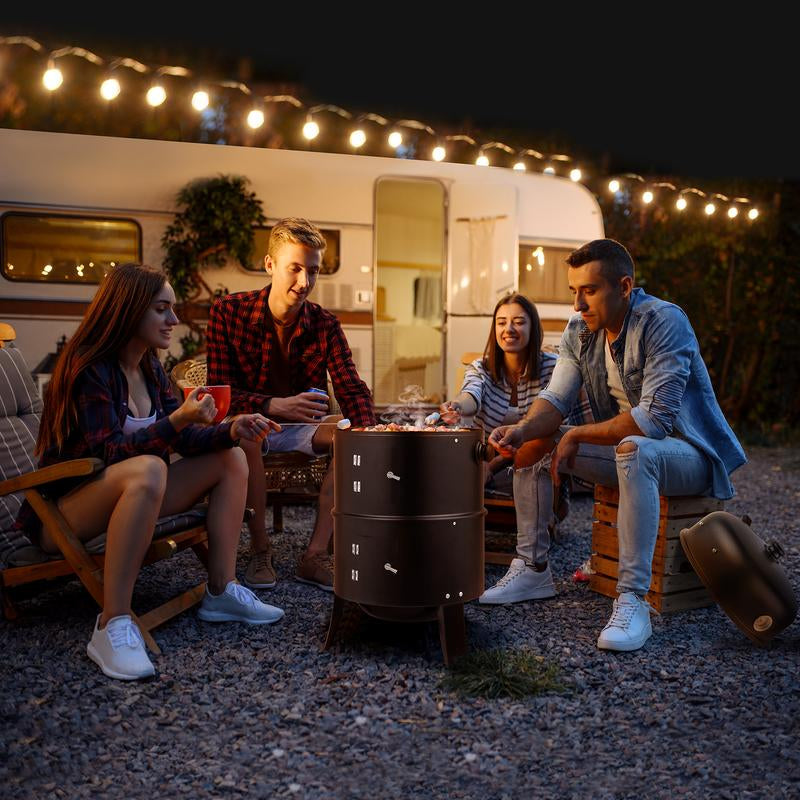 Smoker Carbon Grill, Portable Charcoal BBQ Barrel Grill
