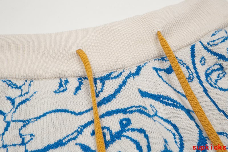 Close-up detail shot of Rhude luxury clothing with runway-inspired design