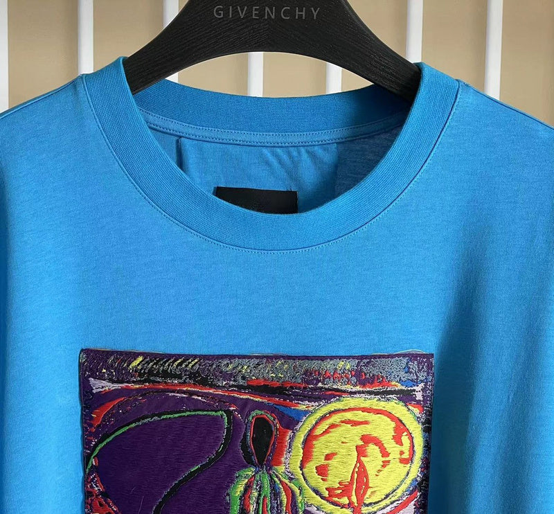 Close-up detail shot of Givenchy luxury clothing with logo-detail design