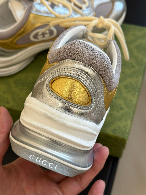 Gucci tonal black luxury sneakers view 6 padded collar comfort