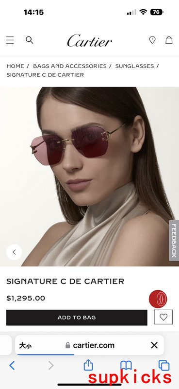 Angled view of Cartier unisex sunglasses