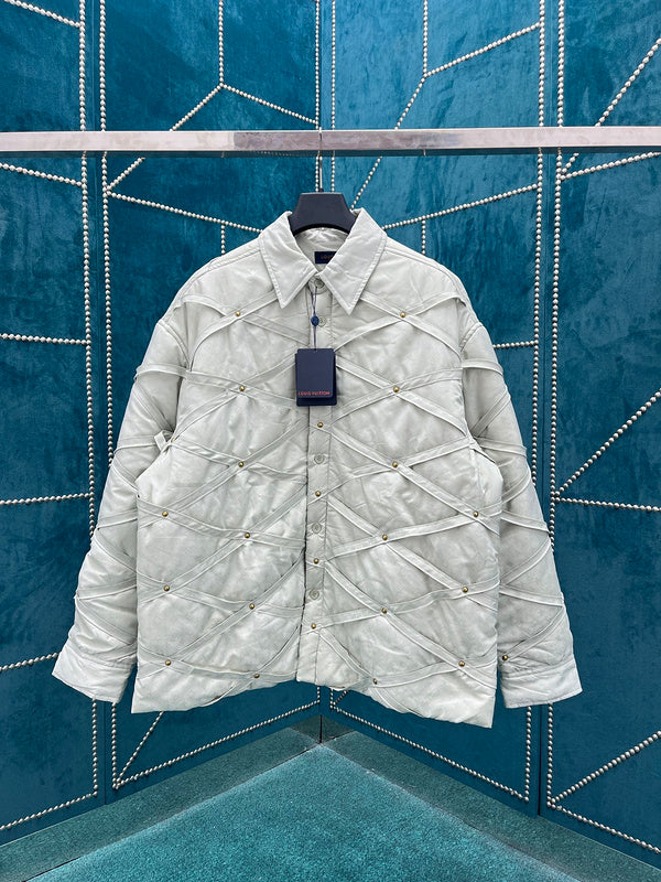 Front view of Louis Vuitton luxury clothing with contemporary cut