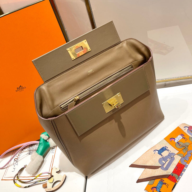 Side view of sleek structured handbag