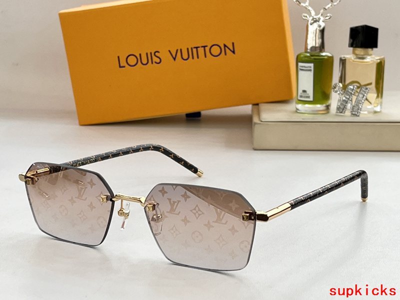 Close-up detail view of Louis Vuitton unisex sunglasses