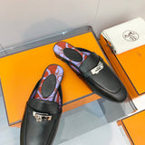 Hermès White Slide Sandals - Close-Up Texture View